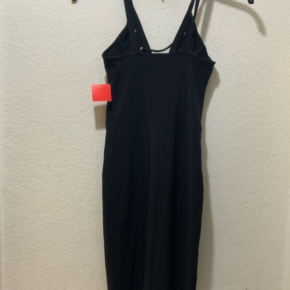 Leith Nordstrom Lace Up Front Bodycon Dress Sleeveless Black Size Small H5 - Picture 5 of 9